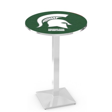 Holland Bar Stool Co 36" Chrome Michigan State Pub Table L217C3628MichSt